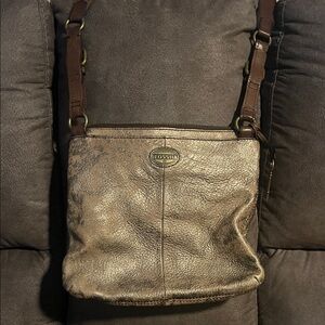 Fossil Leather Bronze Shoulder Bag